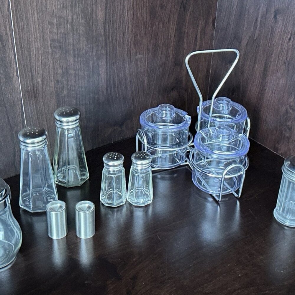 LOT of Tablecraft Salt/Pepper Shaker - Glass Syrup Dispenser